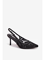 Dámské sandály na podpatku s krajkou Černé model 22103117 - Boto Dámské sandály na podpatku s krajkou Černé model 22103117 - Boto