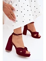 Dámské sandály na podpatku z imitace semiše bordové model 22107184 - Boto