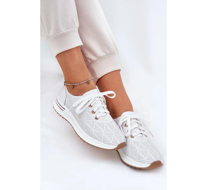 Dámské kožené lehké polobotky Artiker – bílé