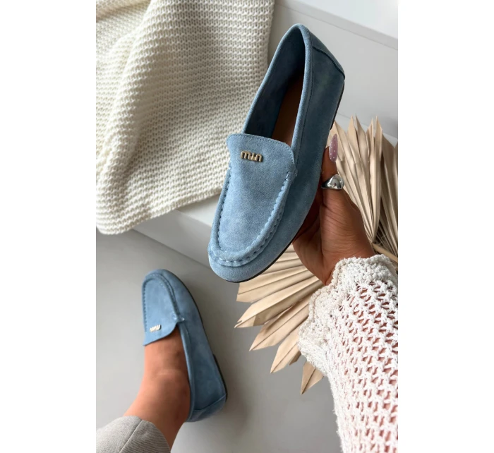 Dámské mokasíny s malým zlatým detailem – modré Sarivelle Dámské mokasíny s malým zlatým detailem – modré Sarivelle