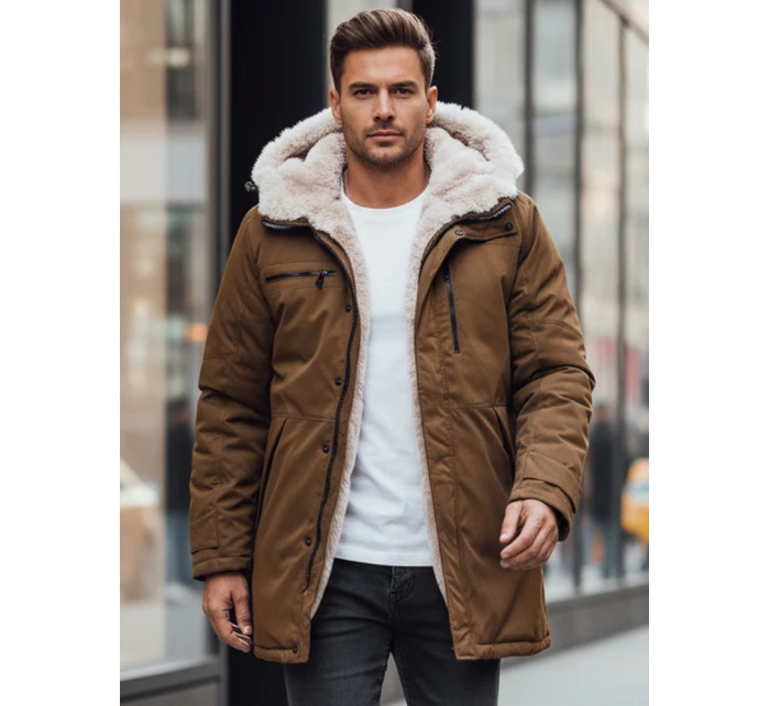 Pánská zimní bunda parka s kapucí béžová FashionStreet TX4968