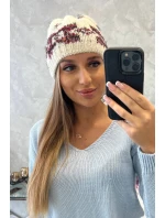 Dámská čepice Otylia K387 ecru+bordeaux Dámská čepice Otylia K387 ecru+bordeaux