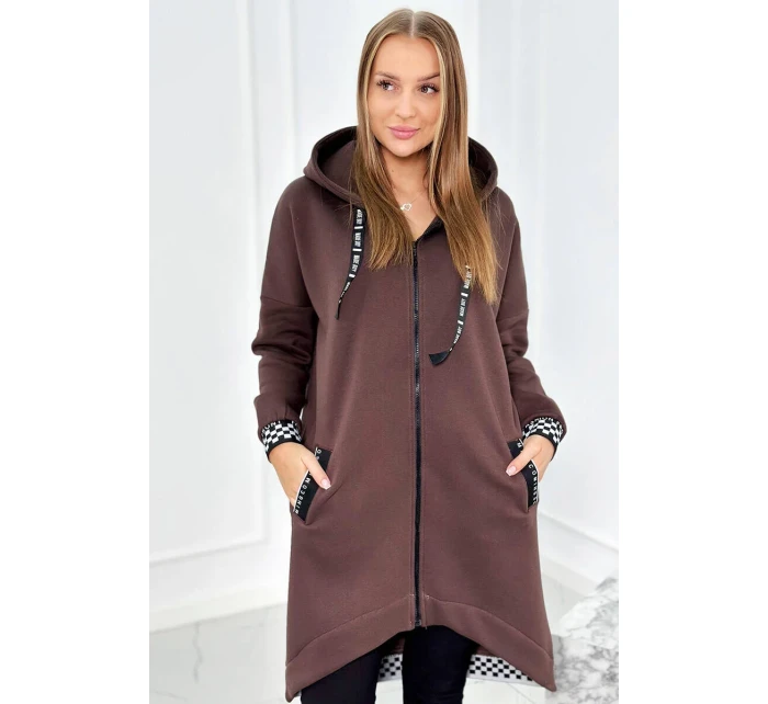 Mikina s kapucí na zip hnědý