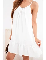 Dámské viskózové šaty na ramínkách s volánkem a zavazováním bílá