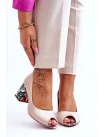 Kožené lodičky s ozdobným podpatkem Boty  béžová model 21615886 - Boto