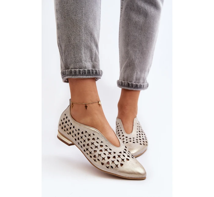 balerínky z přírodní kůže Zlaté model 21646359 - Zazoo