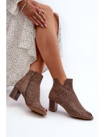 Dámské Botky Z Ekologického Semiše Na Podpatku S Otevřenými Prsty Hnědé Halania Dámské Botky Z Ekologického Semiše Na Podpatku S Otevřenými Prsty Hnědé Halania