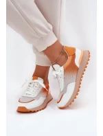 Kožené Sportovní Boty S Dámské  Oranžové model 21691274 - VINCEZA