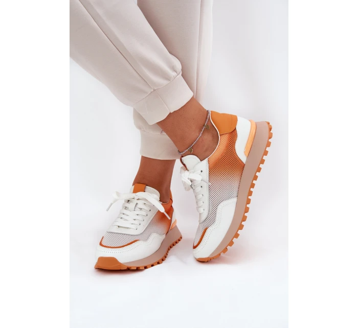 Kožené Sportovní Boty S Dámské  Oranžové model 21691274 - VINCEZA