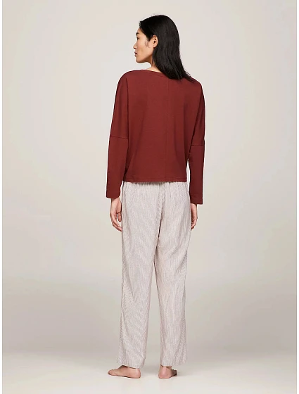 Dámské tričko s dlouhým rukávem kaštanové model 19424512 - Tommy Hilfiger Dámské tričko s dlouhým rukávem kaštanové model 19424512 - Tommy Hilfiger