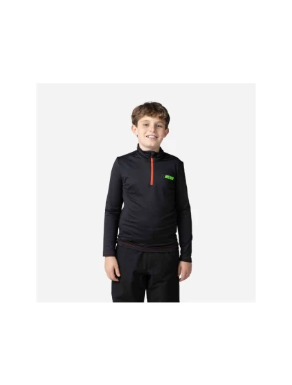 ROSSIGNOL Boy Hero 1/2 Zip Warm Stretch mikina s kapucí černá ROSSIGNOL Boy Hero 1/2 Zip Warm Stretch mikina s kapucí černá