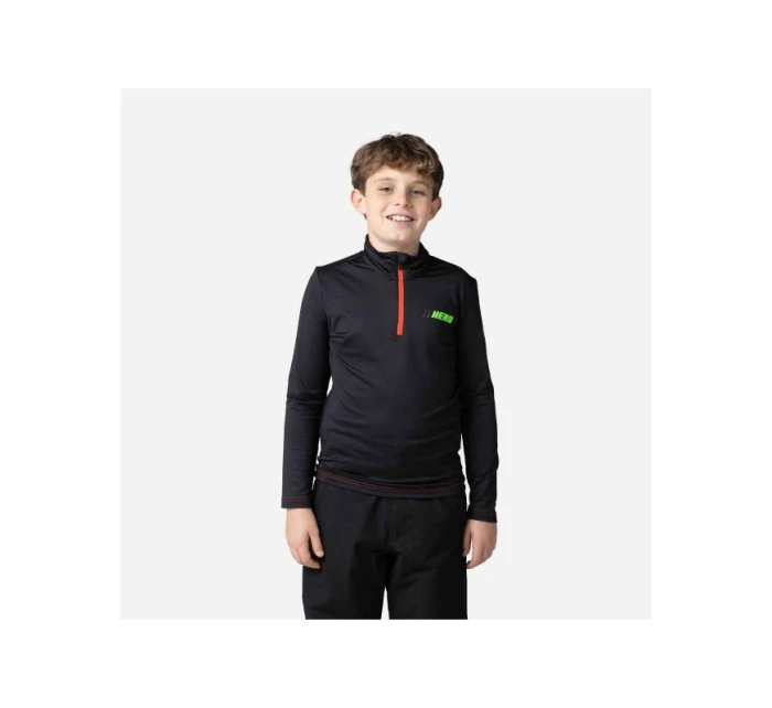 ROSSIGNOL Boy Hero 1/2 Zip Warm Stretch mikina s kapucí černá ROSSIGNOL Boy Hero 1/2 Zip Warm Stretch mikina s kapucí černá