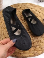 Dívčí kožené baleríny černé - Nazo