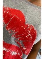 Halenka s potiskem rtů šedá Halenka s potiskem rtů šedá