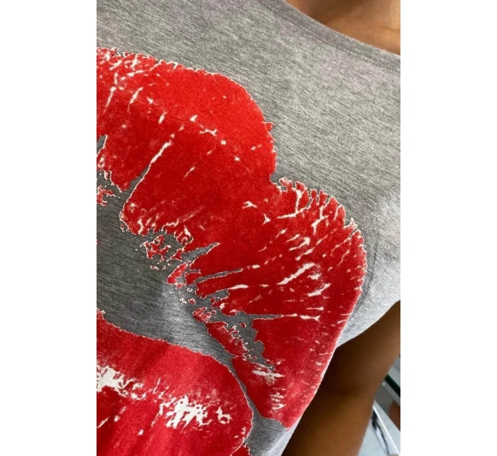 Halenka s potiskem rtů šedá Halenka s potiskem rtů šedá