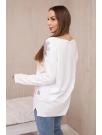 Svetrová halenka s barevnými květy žlutá+modrá