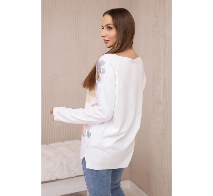 Svetrová halenka s barevnými květy žlutá+modrá