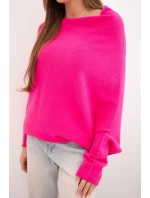 Svetr dámský viskózový asymetrický typu netopýr fuchsie