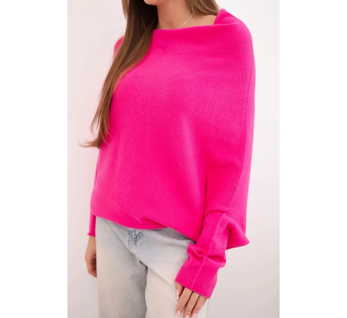 Svetr dámský viskózový asymetrický typu netopýr fuchsie