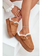 Dámské pantofle na silné podrážce s kožešinou a sponou Camel Linneola Dámské pantofle na silné podrážce s kožešinou a sponou Camel Linneola