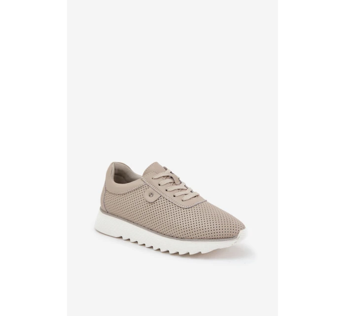 Kožené Sportovní Boty Na Platformě S Leskem D&A LR51-629 Béžové Kožené Sportovní Boty Na Platformě S Leskem D&A LR51-629 Béžové