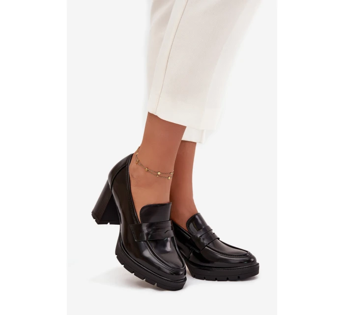 Dámské polobotky na podpatku z ekokůže Černé model 21710758 - Boto Dámské polobotky na podpatku z ekokůže Černé model 21710758 - Boto