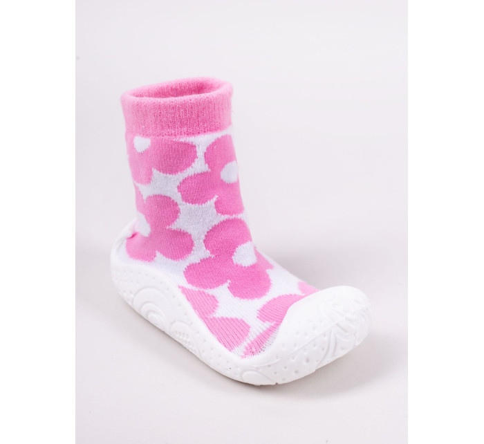 Yoclub Dětské dívčí protiskluzové ponožky s gumovou podrážkou P3 Pink