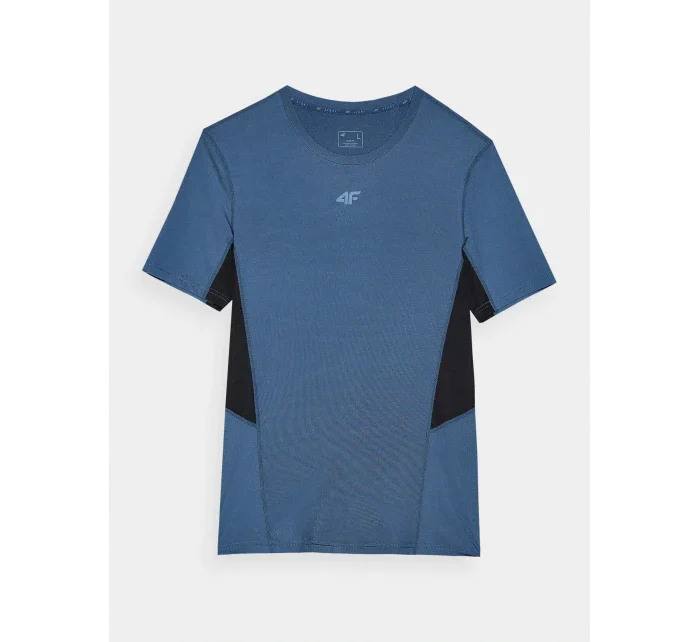 Pánské sportovní tričko slim z recyklovaných materiálů 4F - tmavě modré Pánské sportovní tričko slim z recyklovaných materiálů 4F - tmavě modré