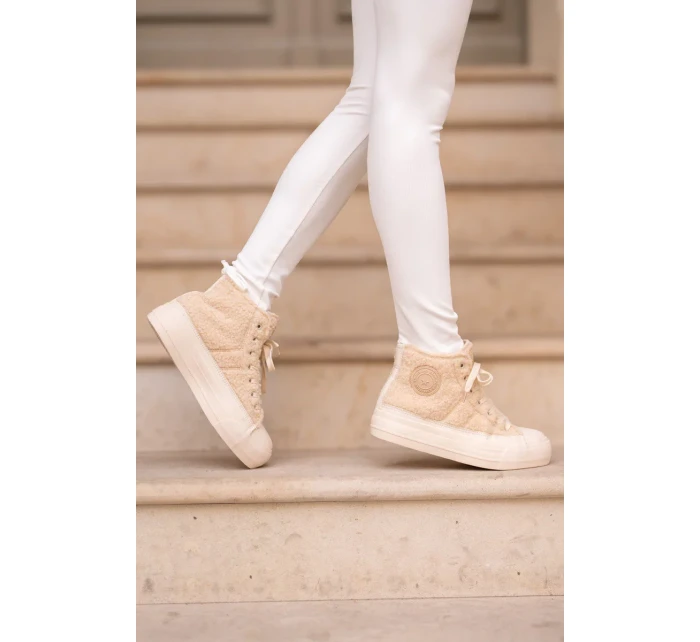 Zateplené Dámské Tenisky S Kožíškem Typu Beránek Big Star Béžové