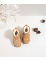 Dětské sněhule zdobené květinami – camel Gracina Dětské sněhule zdobené květinami – camel Gracina