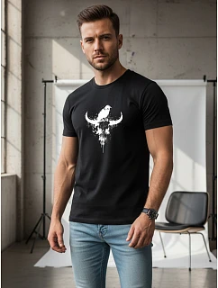 Pánské tričko s potiskem lebky a rohů NX060R