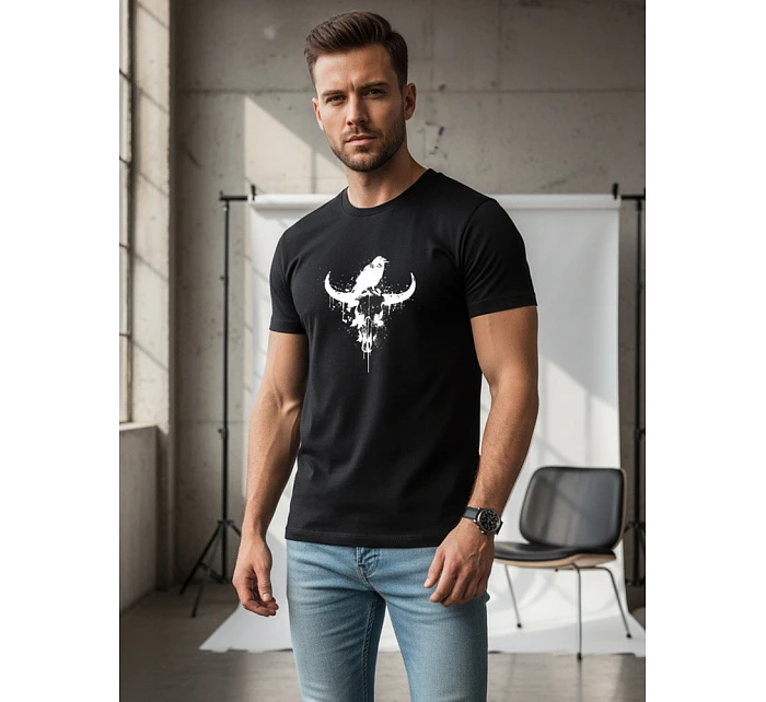 Pánské tričko s potiskem lebky a rohů NX060R Pánské tričko s potiskem lebky a rohů NX060R