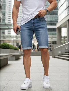 Pánské džínové šortky s páskem modré FashionStreet SX2580