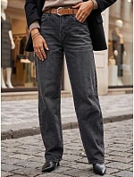 Dámské baggy džíny s páskem, černé, FashionStreet UY3117