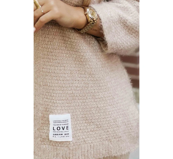 pletený svetr z měkkého úpletu béžový model 21335544 - numoco basic