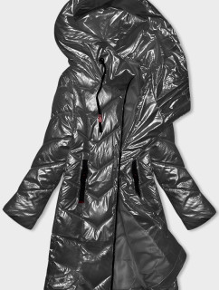 Metalická dámská vypasovaná zimní bunda v grafitové barvě Rosse Line (7227)