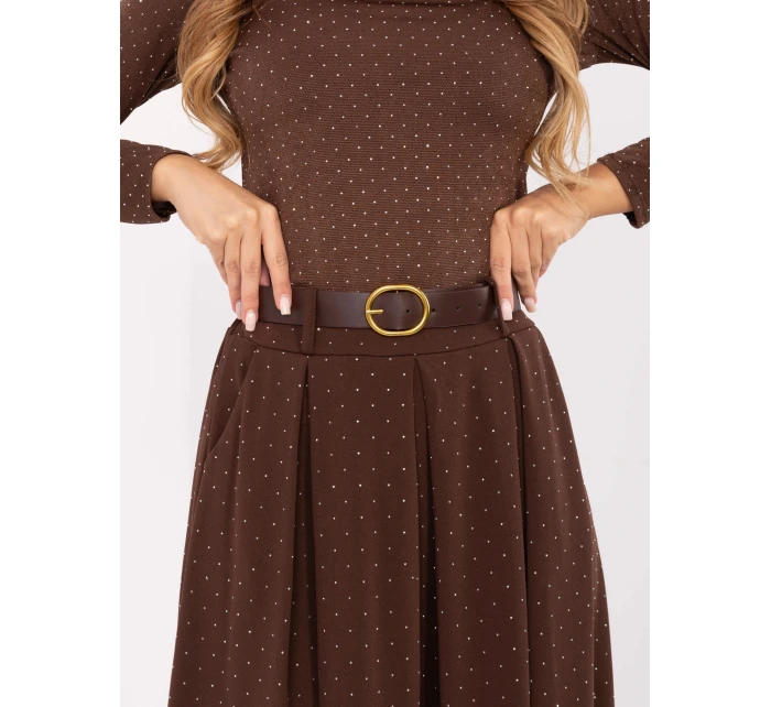 Elegantní hnědá maxi sukně v ozdobném provedení (19720)
