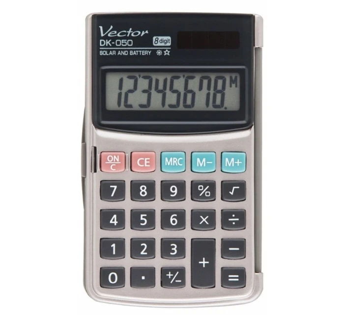 Kapesní kalkulačka Vector DK-050, šedá