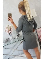 Šaty s kapucí a kapsami graphite melange