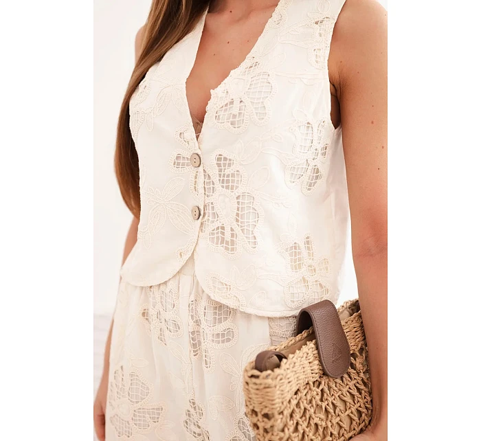 Dámský bavlněný komplet s  a kalhotami béžový model 22048747 - K-Fashion