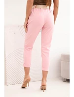 Kalhoty Punto s páskem světle růžové