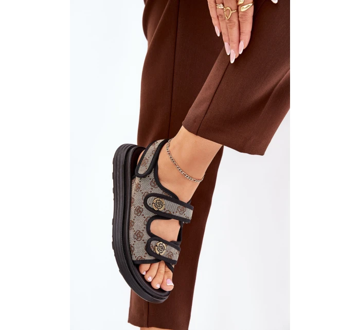 Dámské Vzorované Textilní Sandály Se Zlatými model 21688030 - Boto Dámské Vzorované Textilní Sandály Se Zlatými model 21688030 - Boto