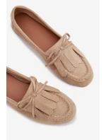 Dámské mokasíny s šněrováním a třásněmi Béžové model 21919454 - Boto Dámské mokasíny s šněrováním a třásněmi Béžové model 21919454 - Boto