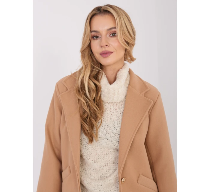 Płaszcz IT PL model 21782311 camelowy - FPrice Płaszcz IT PL model 21782311 camelowy - FPrice