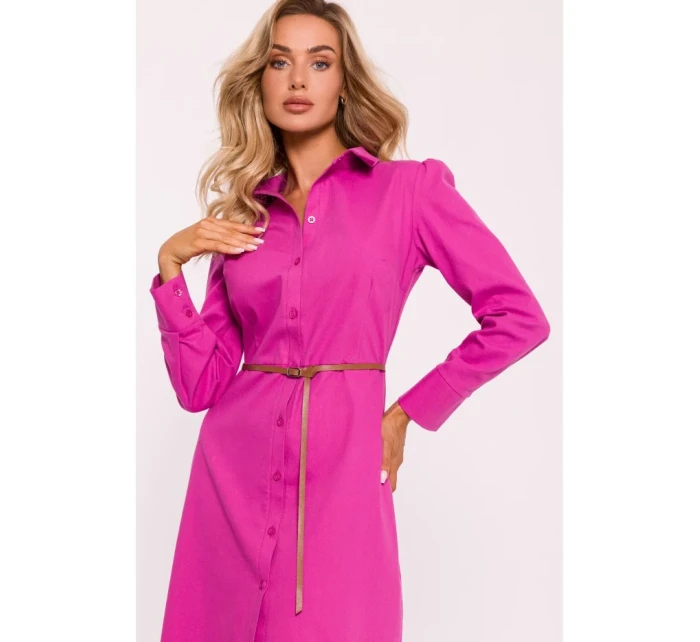 model 20476079 Košilové šaty s páskem růžové - Moe