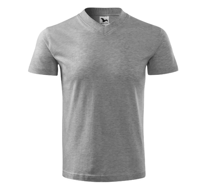 V-neck tričko unisex tmavě šedý melír