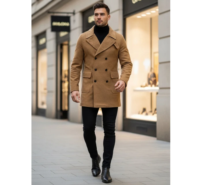 Pánský velbloudí zimní kabát Dstreet model 21961998 - FashionStreet Pánský velbloudí zimní kabát Dstreet model 21961998 - FashionStreet