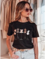 Dámské tričko s potiskem MANETEE černá FashionStreet RY2729 Dámské tričko s potiskem MANETEE černá FashionStreet RY2729