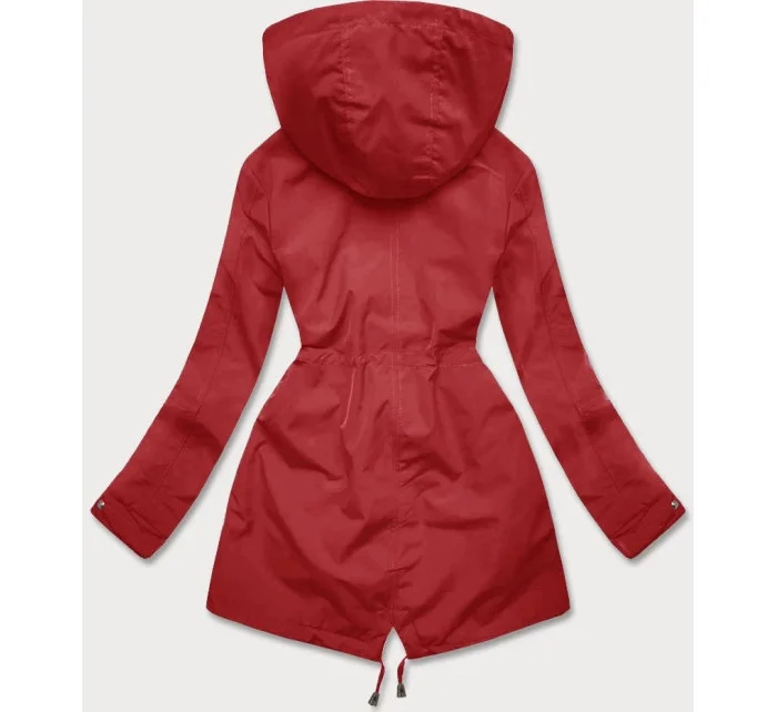 Tenká červená bunda parka s ozdobným lemováním model 19767196 - J.STYLE Tenká červená bunda parka s ozdobným lemováním model 19767196 - J.STYLE