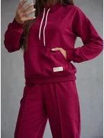 Dámský teplákový komplet ve vínové bordó barvě mikina se stojáčkem a kalhoty model 21802225 - Moon Dámský teplákový komplet ve vínové bordó barvě mikina se stojáčkem a kalhoty model 21802225 - Moon